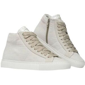 P448 Star White ZEBRA Embossed Leather High Tops Sneakers Sz 40,  $298